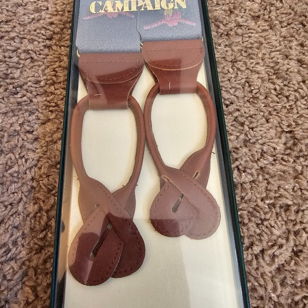 NIB Vintage Campaign Nordstrom Suspenders Old Stock Gray Mermaid Retro Unisex - Picture 8 of 9